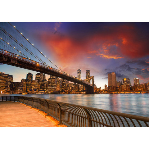 Vlies Fototapete no. 21 | New York Bridges Skyline USA Tapete New York City USA Amerika Empire State Building Big Apple orange