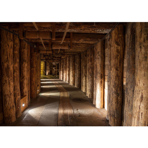 Vlies Fototapete no. 27 | Salt Mine Berge Tapete Salzbergwerk braun Holz Bergwerk Stollen Untertage rustikal Balken 3D Tunnel braun