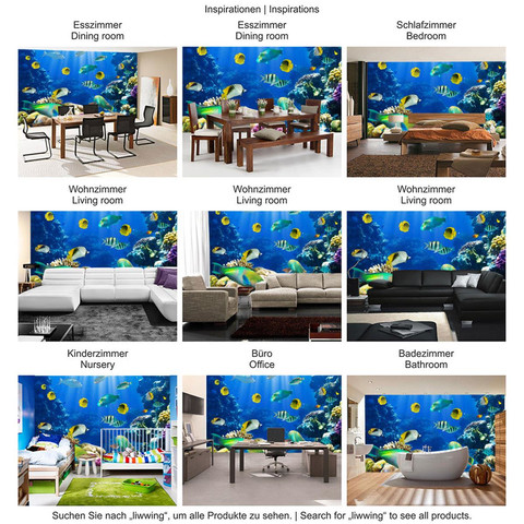 Fototapete Aquarium Unterwasser Meereswelt Meer Fische Riff Korallenrif no. 33