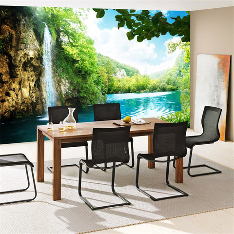 Fototapete Wasserfall Lagune Paradies Berge See Wald B�ume Landschaft no. 35