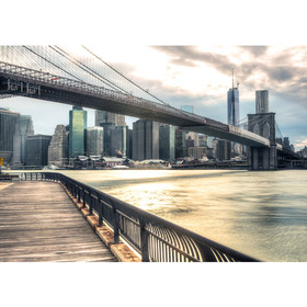 Fototapete New York USA Skyline Sephia Brooklyn Bridge...
