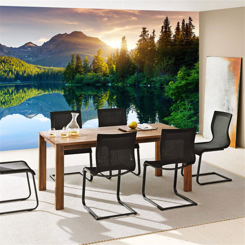 Fototapete Berge See Sonnenuntergang Romantisch B�ume Wald� no. 51