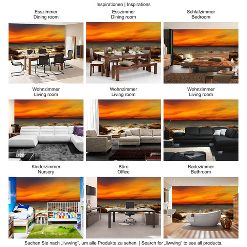 Fototapete Sonnenaufgang Strand Meer Felsen Sunset� no. 60
