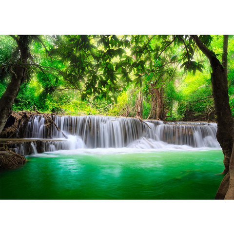 Fototapete Wasserfall Bäume Wald Thailand See Wasser Meer  no. 67