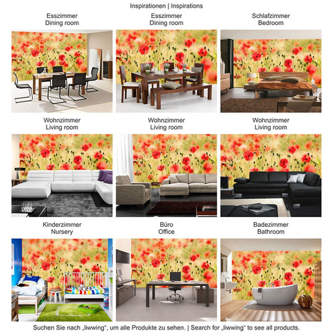 Fototapete Romantik Mohn Feld Blumen Gras� no. 70