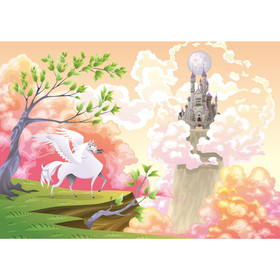 Fototapete Kinderzimmer M�dchen Einhorn M�rchen Pastell�...