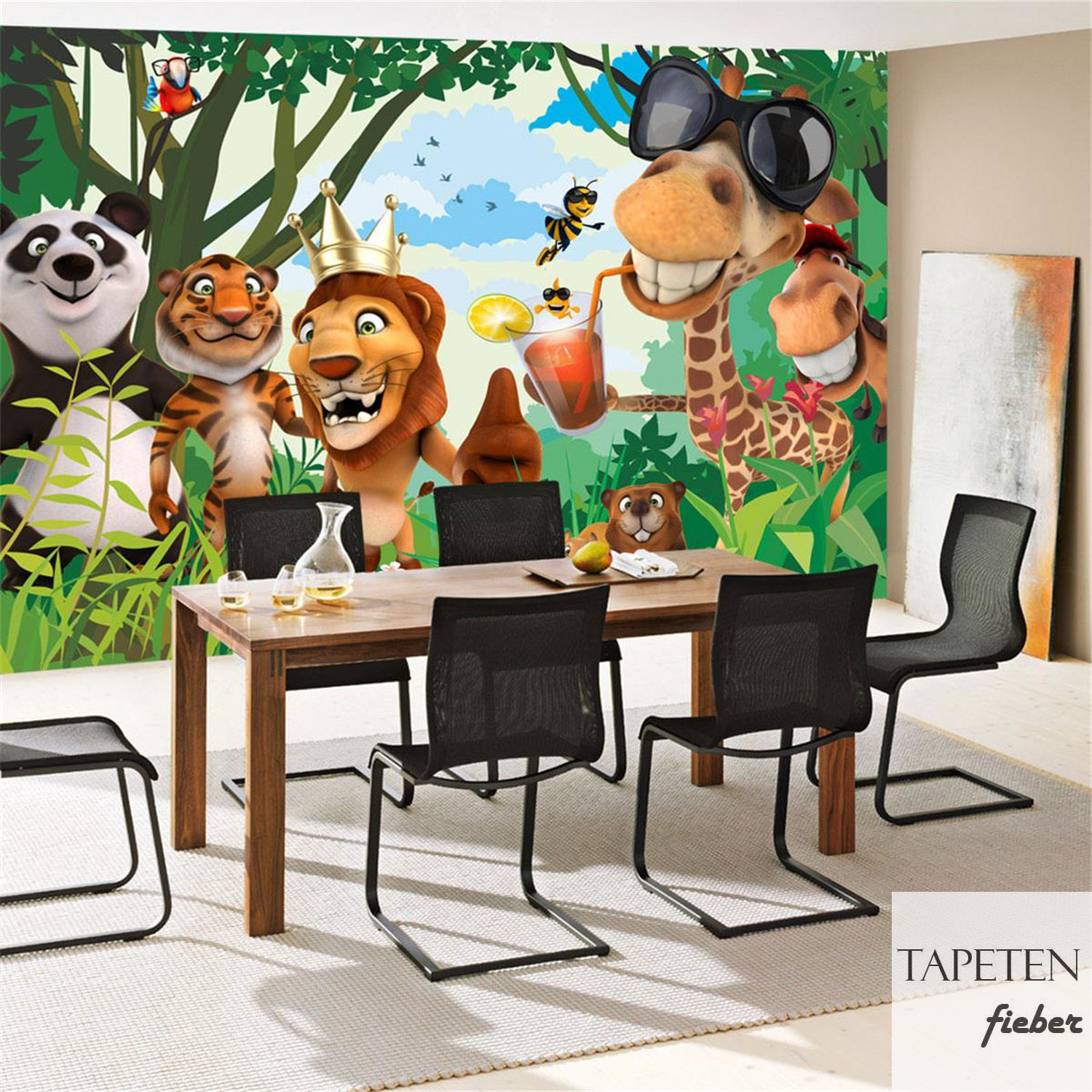 Fototapete Kinderzimmer Zoo Tiere Safari Comic Party Dschungel no. 8, €  39,95