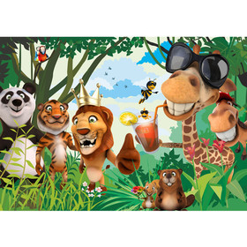 Fototapete Kinderzimmer Zoo Tiere Safari Comic Party...