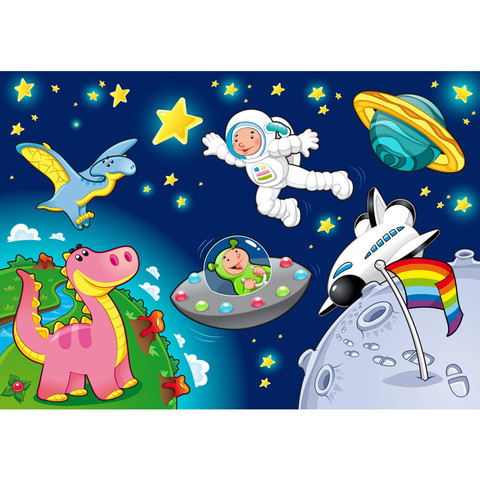 Vlies Fototapete no. 89 | Little Space Explorers Kindertapete Tapete Kinderzimmer Weltraum Star All Weltall Mond Sterne blau