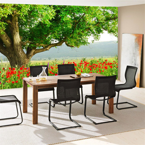 Fototapete Natur Mohn Feld Baum Wald B�ume rot gr�n Idyll� no. 90