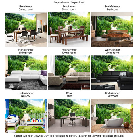 Fototapete Holz Weg Grn Feld Natur Landschaft Gras no. 93