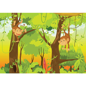 Fototapete Kinderzimmer Safari Comic Affen Dschungel...