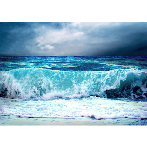 Vlies Fototapete no. 100 | Blue Seascape Meer Tapete Ozean Meer Wasser See Welle Sturm Blau Trkis blau
