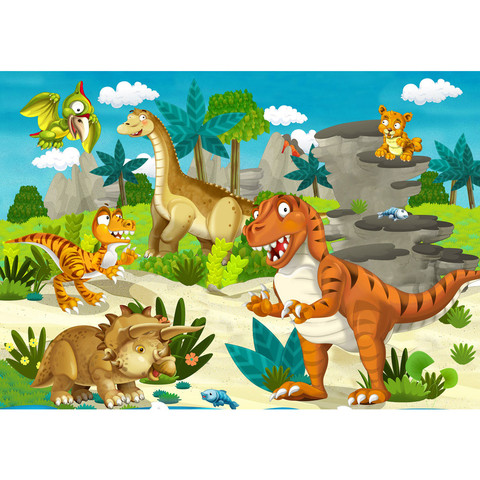 Vlies Fototapete no. 119 | My first Dinos Kindertapete Tapete Kindertapete Kinderzimmer Dino Dinosaurier Urzeit Trex bunt