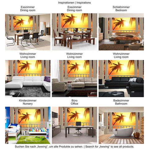 Fototapete Meer Beach Sonnenuntergang Palmen Ausblick Terrasse� no. 123