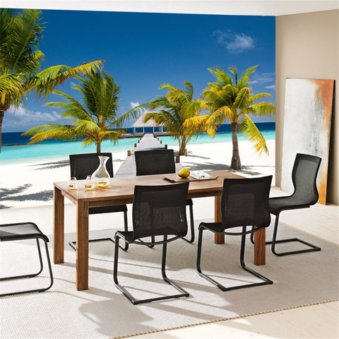 Fototapete Strand Meer Nordsee Ostsee Beach Urlaub Blau Palmen no. 165