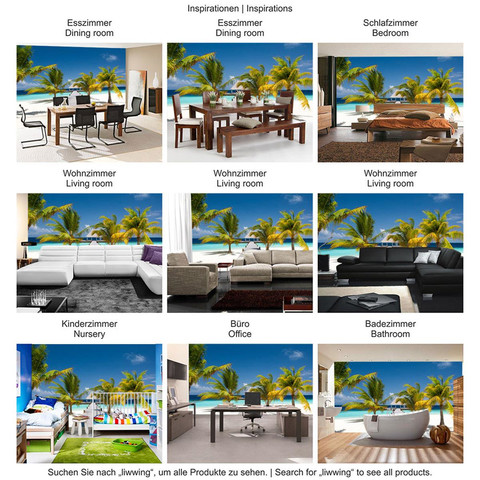 Fototapete Strand Meer Nordsee Ostsee Beach Urlaub Blau Palmen no. 165