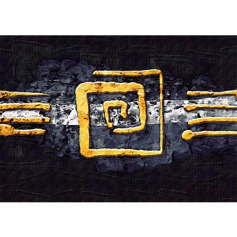 Vlies Fototapete no. 219 | Kunst Tapete Abstrakt Ornament Gelb Schwarz Hindergrund gelb