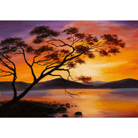 Fototapete Sonnenuntergang Baum Natur Romantisch Urlaub�...