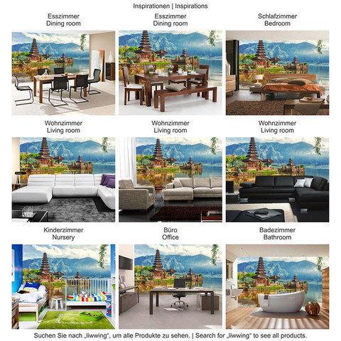 Vlies Fototapete no. 248 | Bali Tapete Bali Tempel Wasser Natur grau