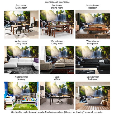 Fototapete Wasserfall Bume Natur Sonne Steine no. 259