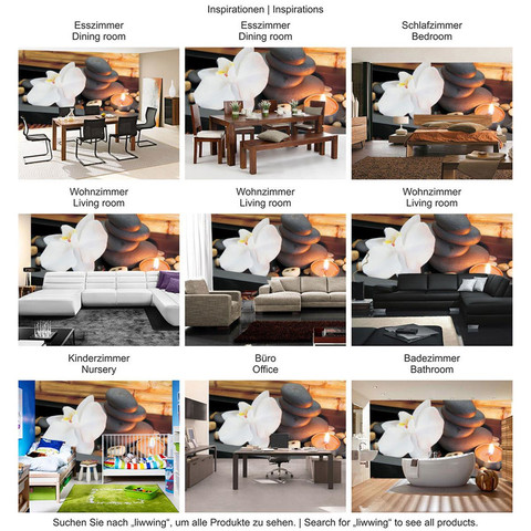 Fototapete Kerze Orchidee Relax Wellness. Romantik Bad Orange Bambus no. 279