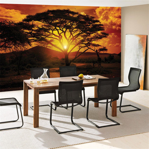 Fototapete Sonnenuntergang Baum Afrika Abendd�mmerung Orange� no. 284