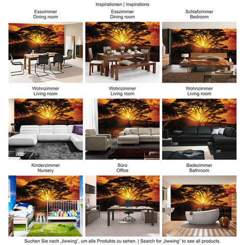 Fototapete Sonnenuntergang Baum Afrika Abendd�mmerung Orange� no. 284