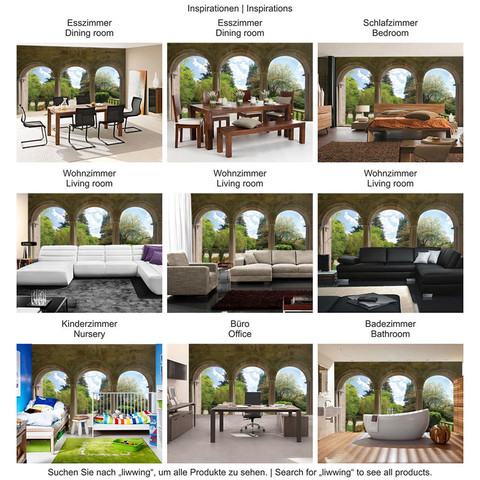 Fototapete B�ume Wald Bogen Wolken gr�n� no. 336