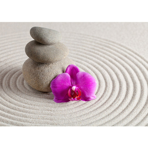 Fototapete Steine Sand Orchidee Wellness lila beige Sand...