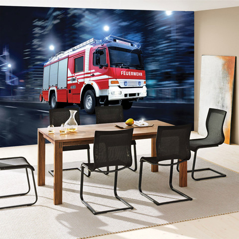 Fototapete Feuerwehr Auto Nacht Lichter Skyline� no. 535