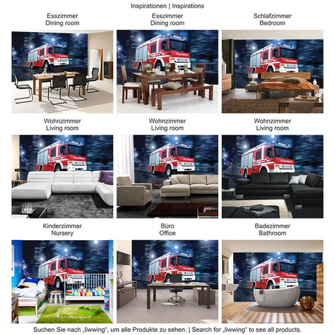 Fototapete Feuerwehr Auto Nacht Lichter Skyline� no. 535