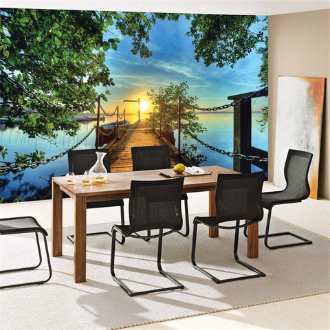 Fototapete Sonnenuntergang Baum Weg Steg Boot� no. 636