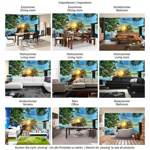 Fototapete Sonnenuntergang Baum Weg Steg Boot� no. 636