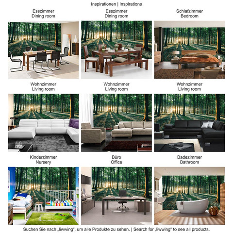 Fototapete Sonnenuntergang Wald B�ume Wiese� no. 641