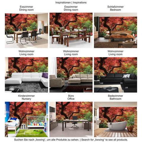 Fototapete Baum See Wiese Stamm Bl�tter Blumen Br�cke Wald� no. 828