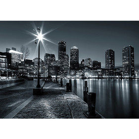 Fototapete Laterne Nacht New York Skyline Lichter Fluss�...