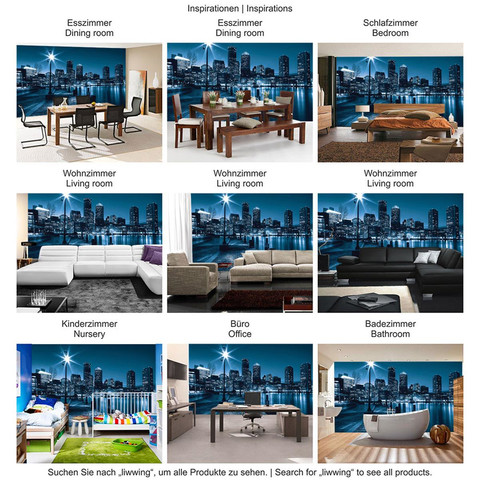 Fototapete Laterne Nacht New York Skyline Lichter Fluss� no. 856