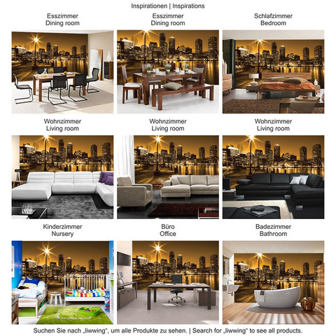 Fototapete Laterne Nacht New York Skyline Lichter Fluss� no. 861