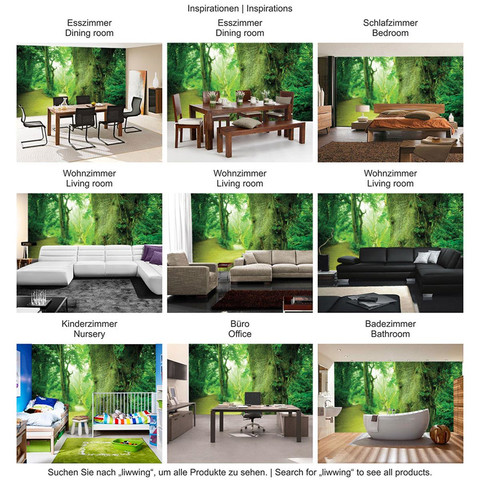 Fototapete Baum Weg Bltter Grn Wald Stamm no. 865