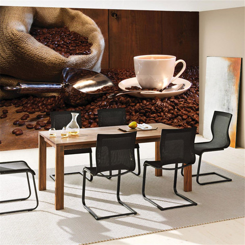 Fototapete Kaffeetasse Tasse L�ffel Bohne Schaufel Holzwand� no. 866