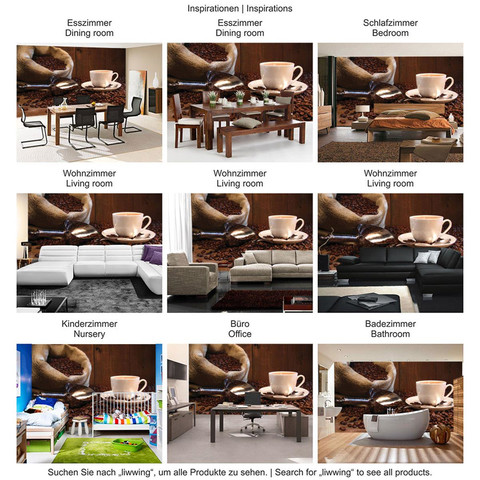 Fototapete Kaffeetasse Tasse L�ffel Bohne Schaufel Holzwand� no. 866