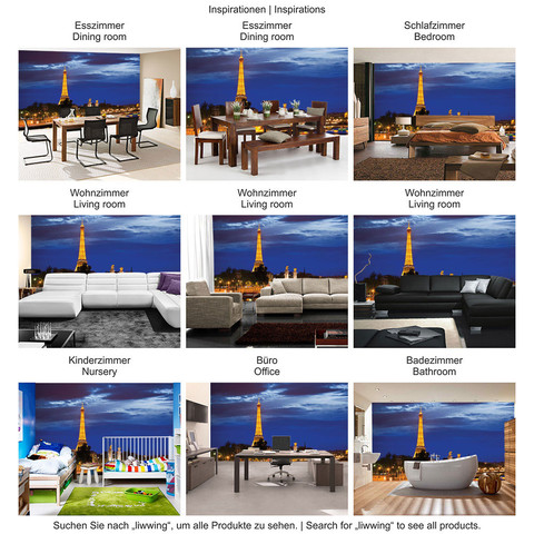 Fototapete Paris Eifelturm Nacht Lightning Skyline Stadt Panorama no. 983