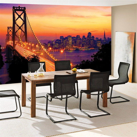 Fototapete Br�cke Himmel Stadt Skyline Nacht Golden Bridge� no. 1009