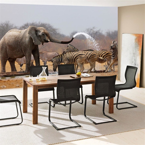 Fototapete Afrika Elefanten zebra Wasser Giraffe Antilopen no. 1294