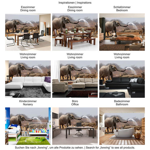 Fototapete Afrika Elefanten zebra Wasser Giraffe Antilopen no. 1294