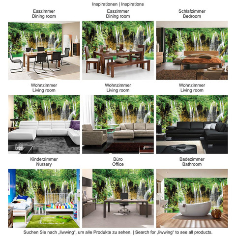 Fototapete Wasserfall See Bume Bltter no. 1617