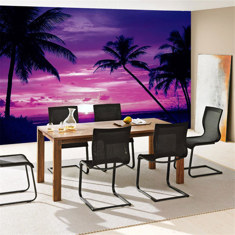 Fototapete Meer Strand Sonnenuntergang Palme Wolken Romantik� no. 1950