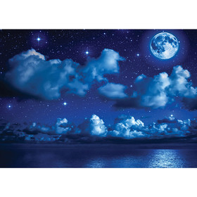 Fototapete Nacht Mond Sterne Sternenhimmel Wolken Meer...