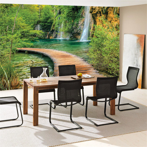 Fototapete Wasserfall Steg Weg See B�ume Felsen Gras� no. 2387